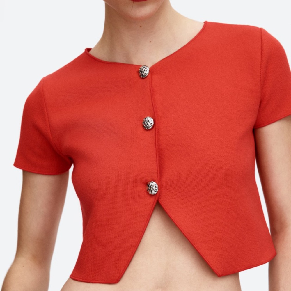 H&M Divided Red Crop Top Cardigan - Picture 2 of 11